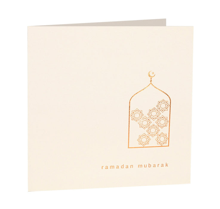 Ramadan Mubarak Gold Foiled Greeting Card in Cream