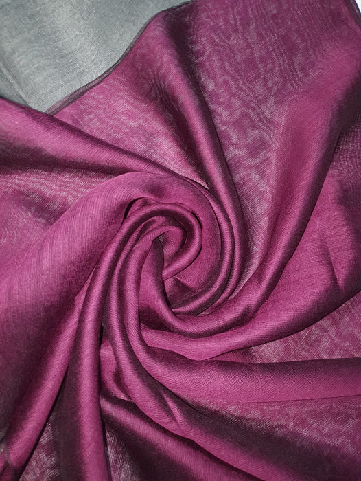 Silk Tassle scarf Dark Purple (Black Border)
