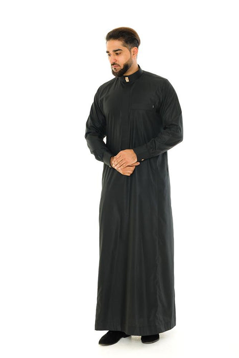 Premium Cuff Collar Jubbah Black