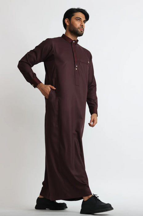 Premium Tweed Cuff Jubba - Maroon