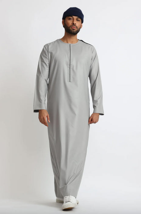 Piping Omani Jubba - Grey