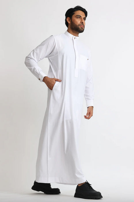 Premium Polygon Cuff Thobe - White