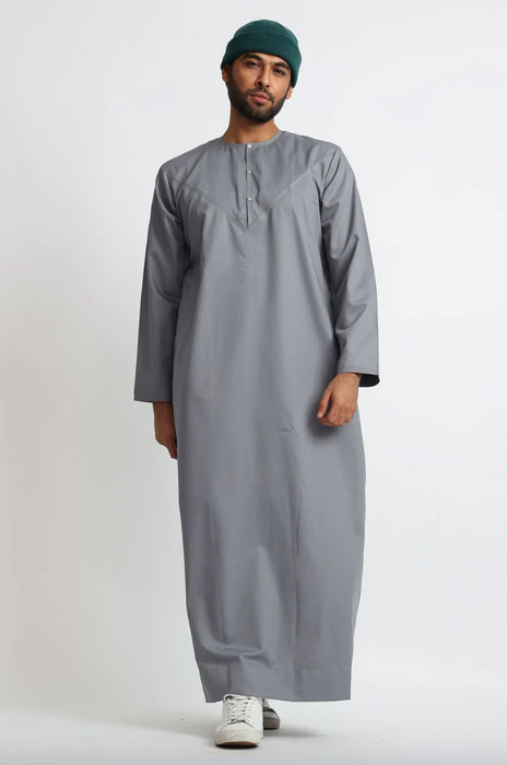 Al Noor Habeel Grey/Grey Omani Thobe