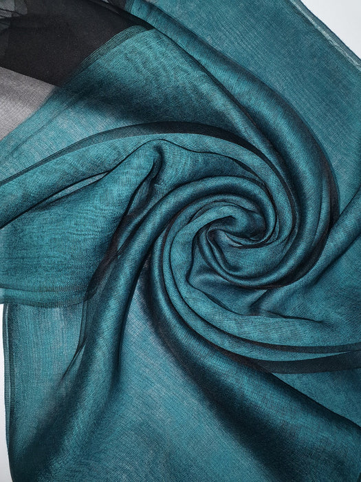 Silk Tassle scarf Dark Teal (Black Border)