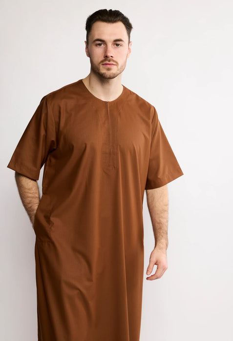 Al Noor R26 Half Sleeve Jubba - Camel Brown