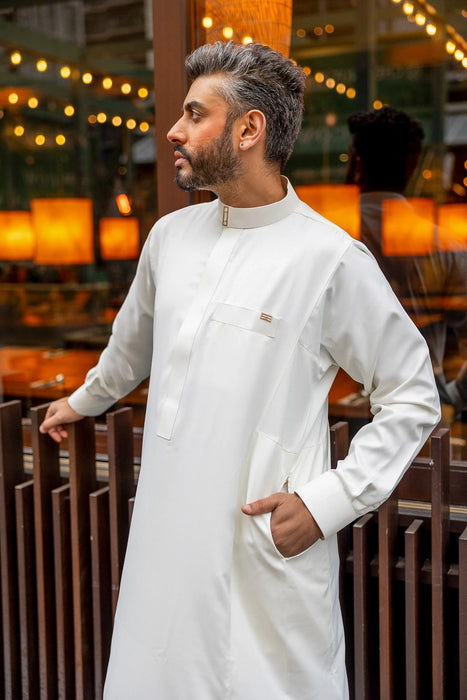 Elegant Diamante Jubba - Cream