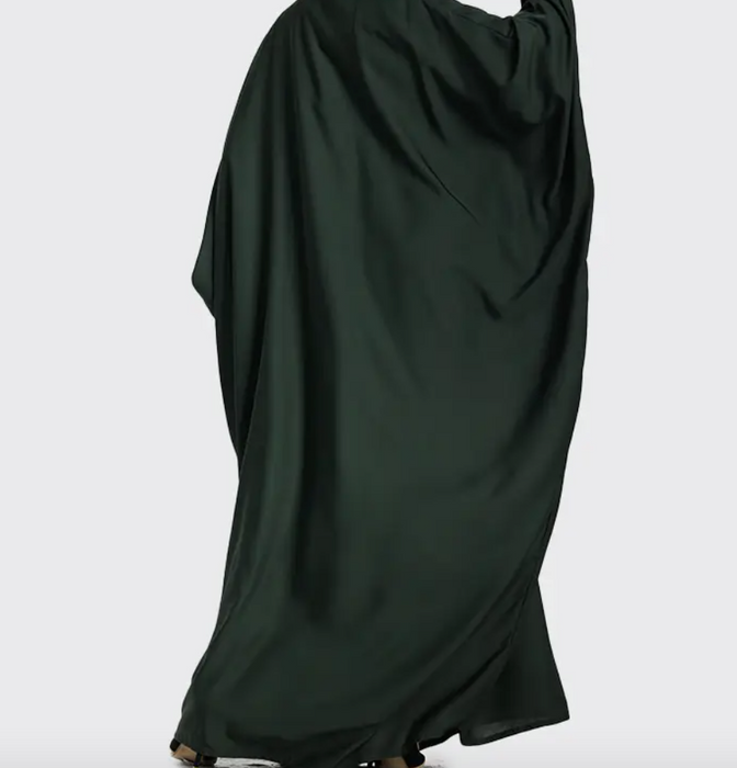 Zip Batwing Abaya Bottle Green