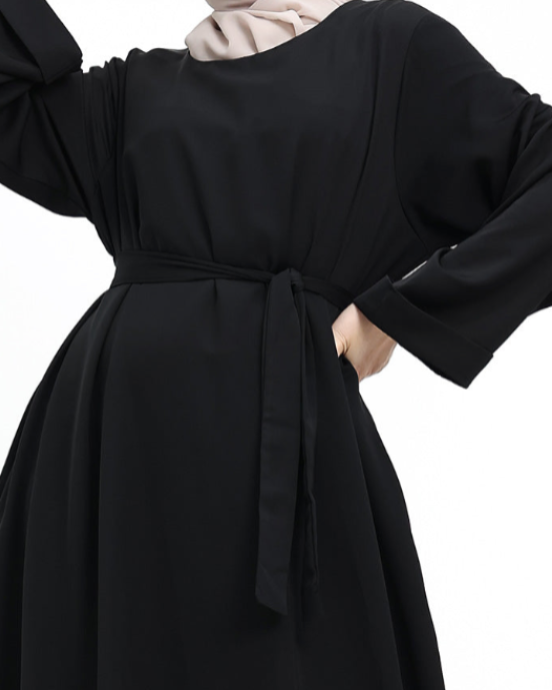 Cuff Plain Abaya Black