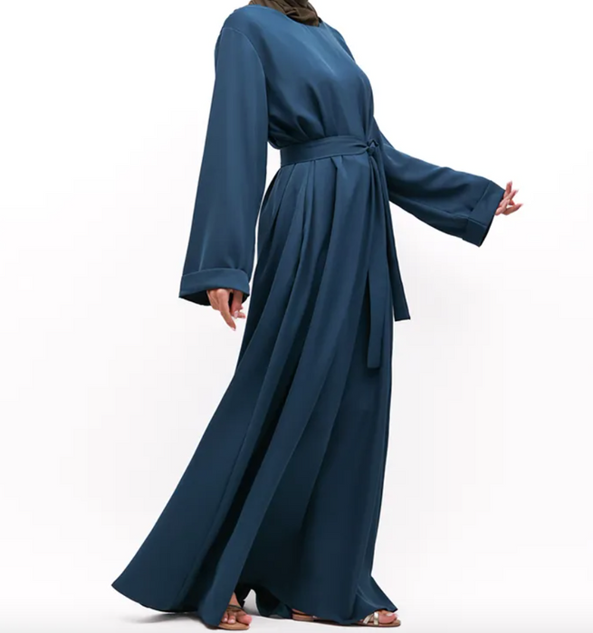 Cuff Plain Abaya Petrol-Blue