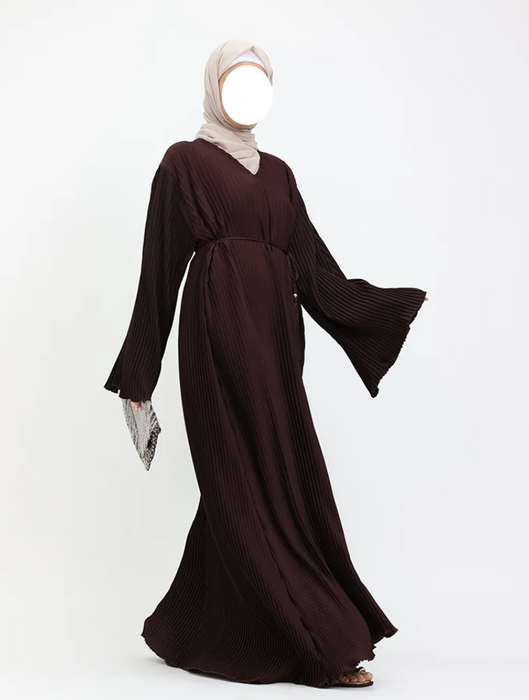Pleated Abaya Chocolate Brown