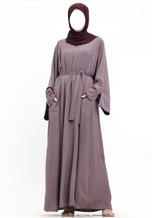 Split Cuff Plain Abaya Mauve