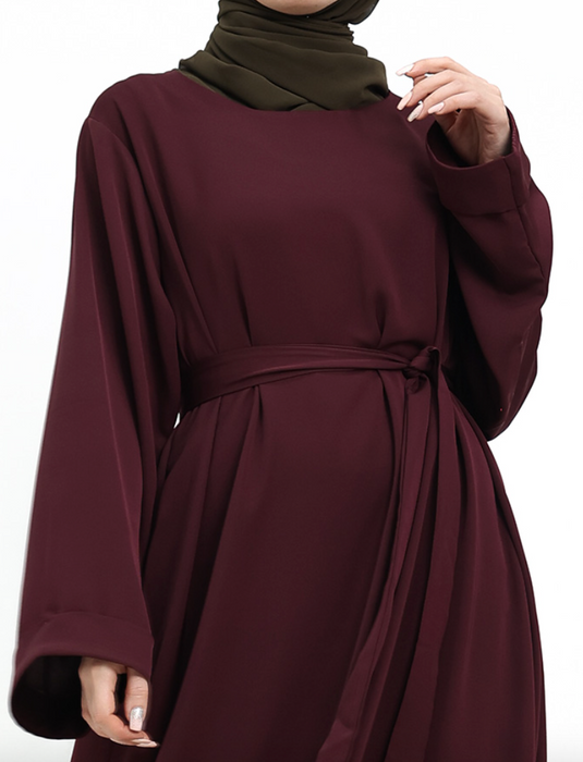 Cuff Plain Abaya Plum
