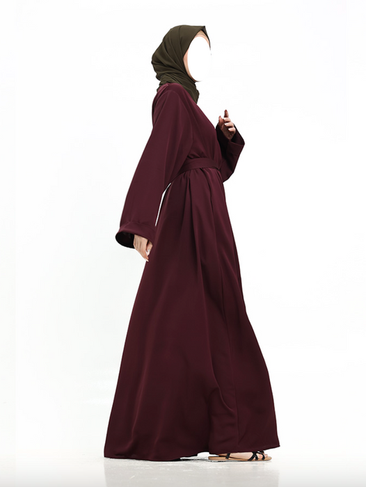 Cuff Plain Abaya Plum