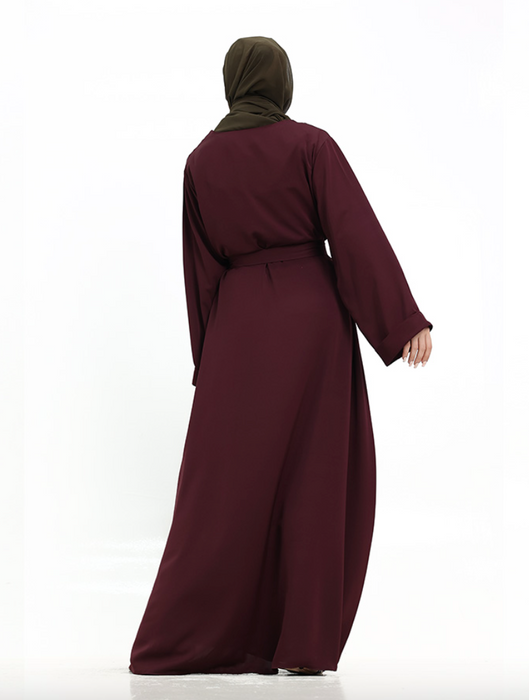 Cuff Plain Abaya Plum