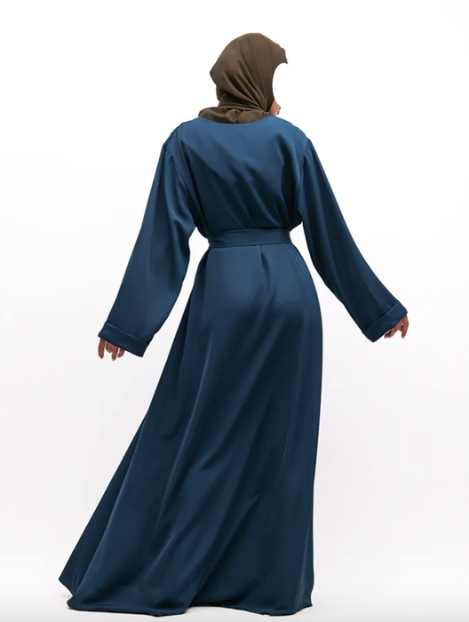 Cuff Plain Abaya Petrol Blue
