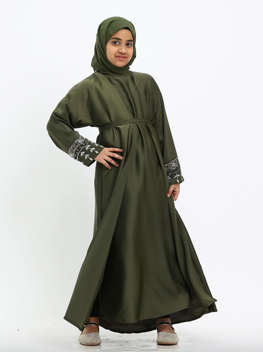 Children 3 piece Tuan Abaya - Olive