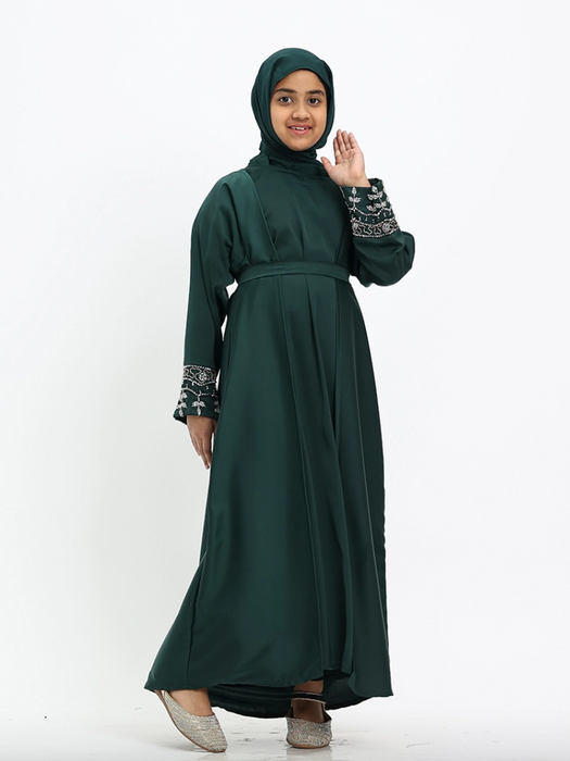 Children 3 piece Tuan Abaya - Forest Green