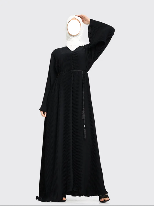 Pleated Abaya Black