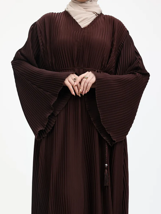 Pleated Abaya Chocolate Brown