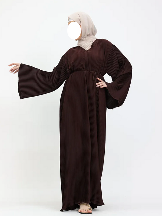 Pleated Abaya Chocolate Brown
