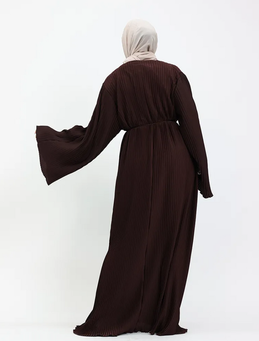 Pleated Abaya Chocolate Brown
