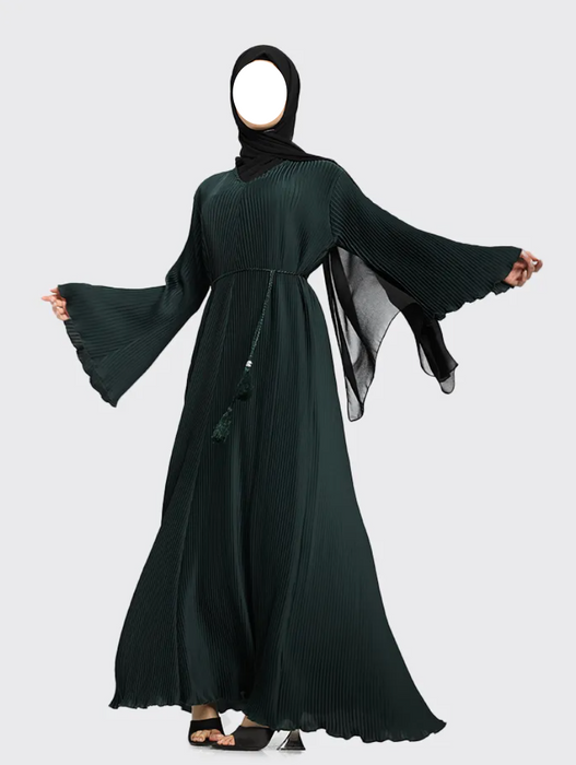 Pleated Abaya Forest Green