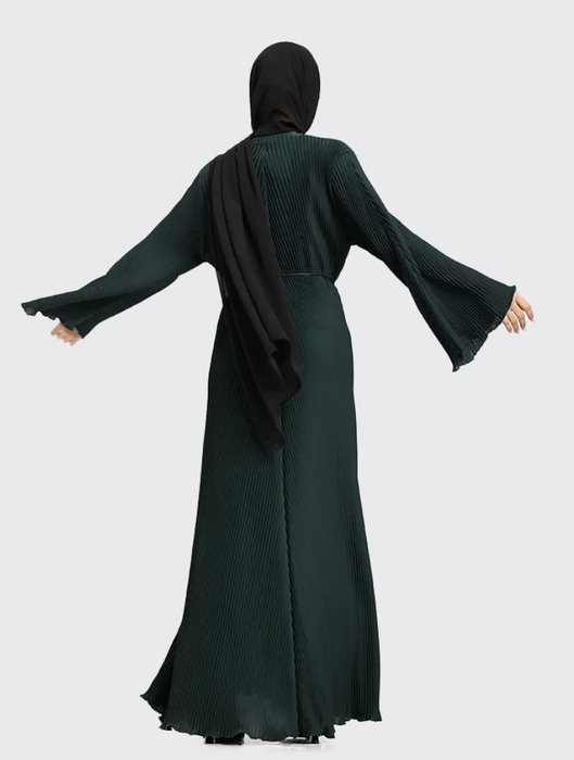 Pleated Abaya Forest Green