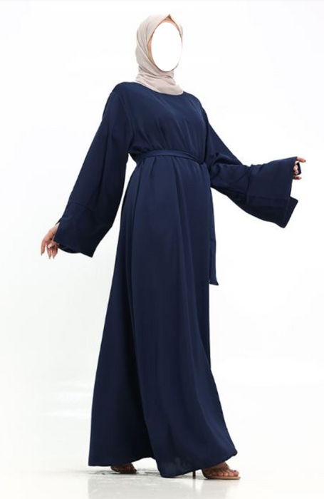 Split Cuff Plain Abaya Navy