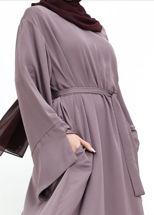 Split Cuff Plain Abaya Mauve