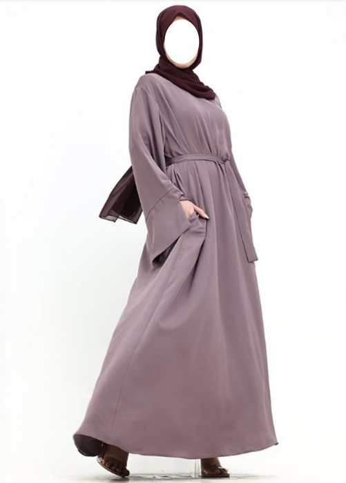 Split Cuff Plain Abaya Mauve