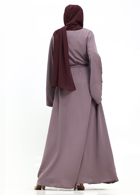 Split Cuff Plain Abaya Mauve