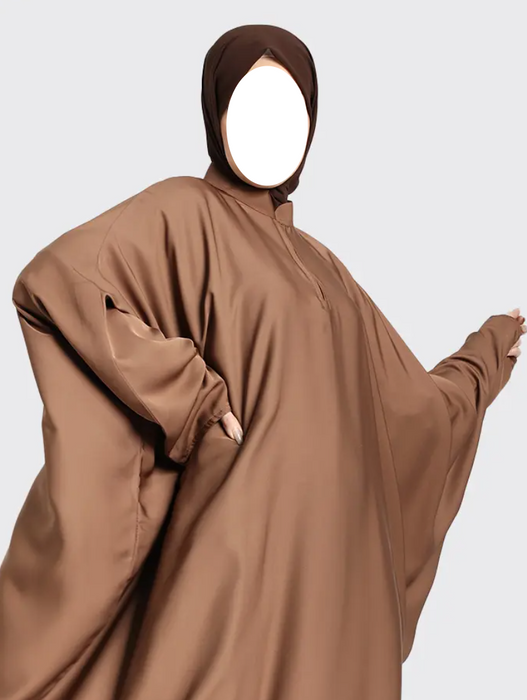 Zip Batwing Abaya Mocha