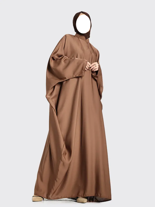 Zip Batwing Abaya Mocha