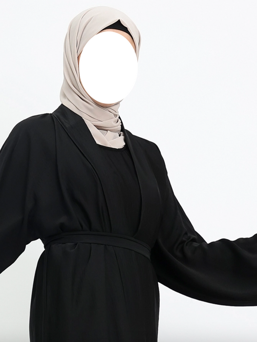 2 Piece Simple Abaya Black