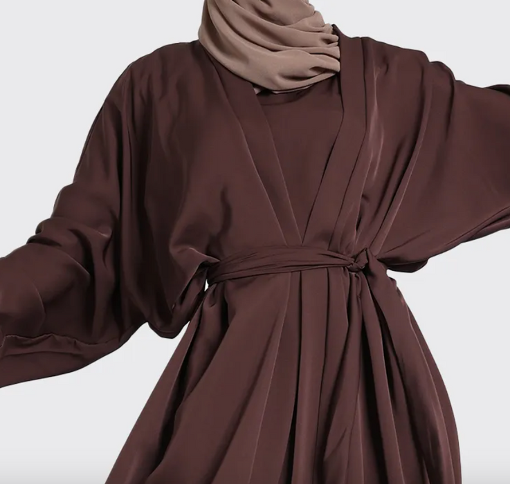 2 Piece Simple Abaya Brown