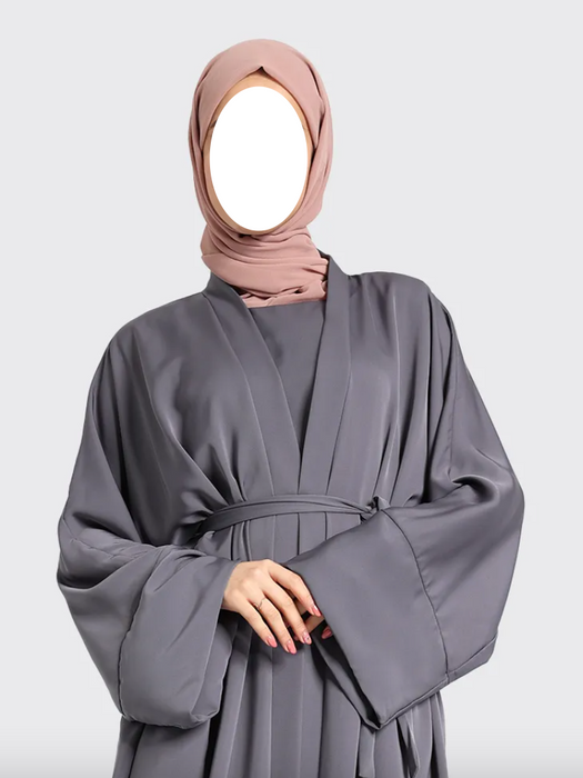 2 Piece Simple Abaya Grey