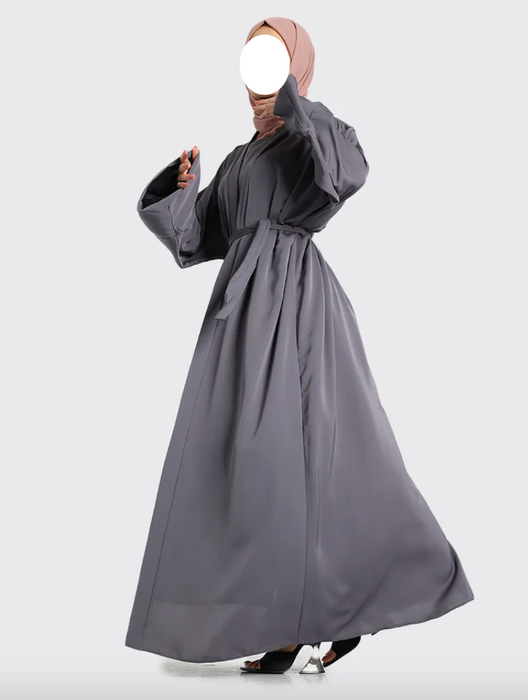 2 Piece Simple Abaya Grey