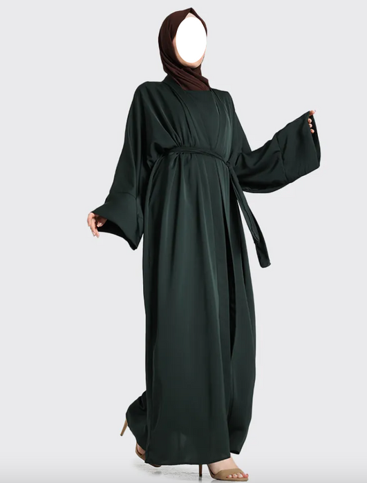 2 Piece Simple Abaya Forest Green