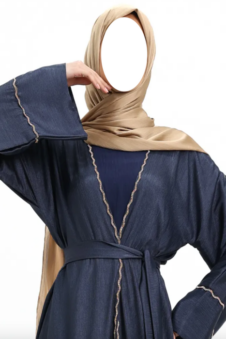 Charmeause Abaya with slip Navy