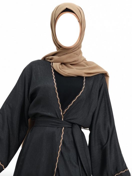 Charmeause Abaya with slip Black