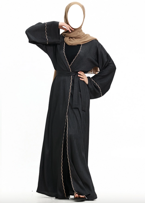Charmeause Abaya with slip Black