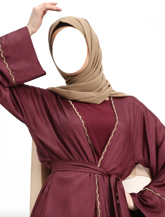Charmeause Abaya with slip Plum