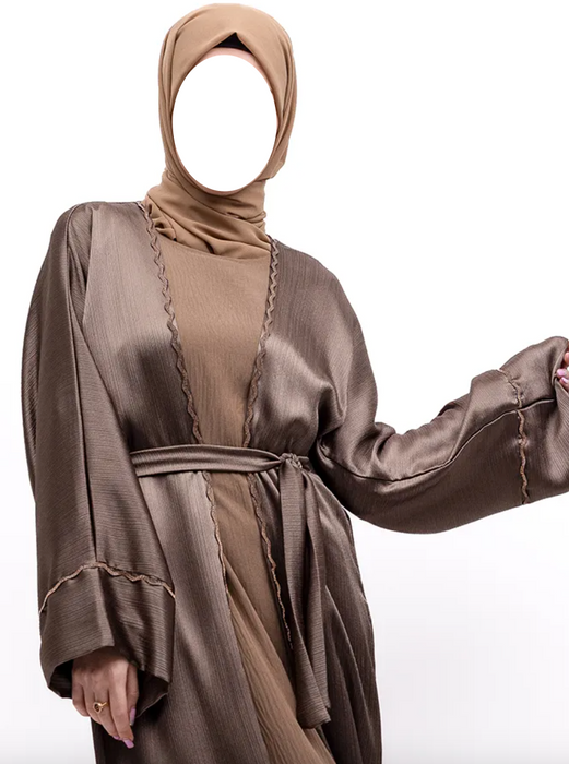 Charmeause Abaya with slip Mocha
