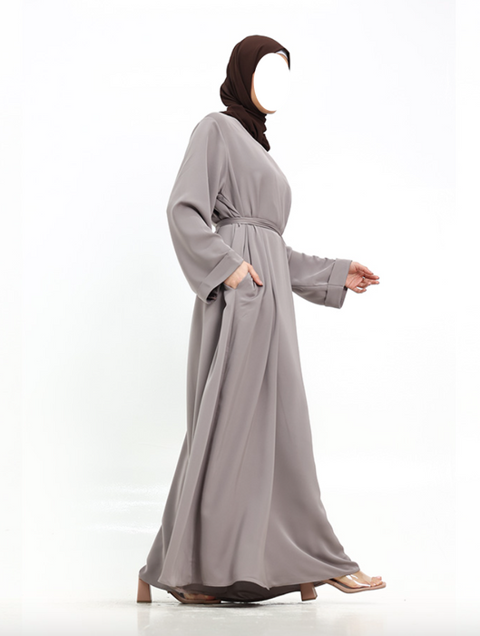 Cuff Plain Abaya Stone