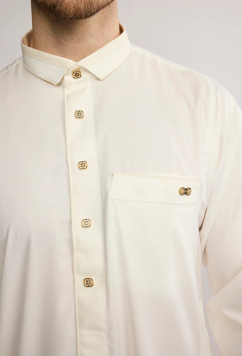 Al Noor R26 J2505 Cream Eton Collar Paisley Thobe