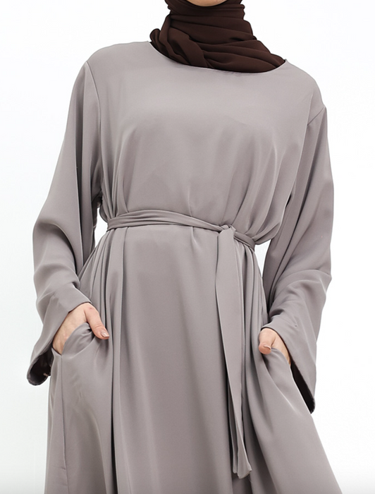 Cuff Plain Abaya Stone