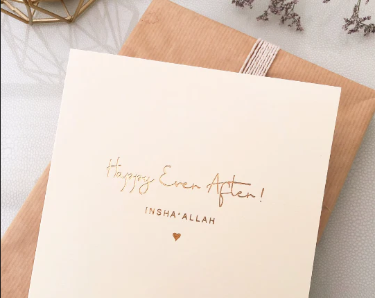 Luxury &amp;#039;Happy Ever After Insha&amp;#039;Allah&amp;#039; Card in Gold Foil