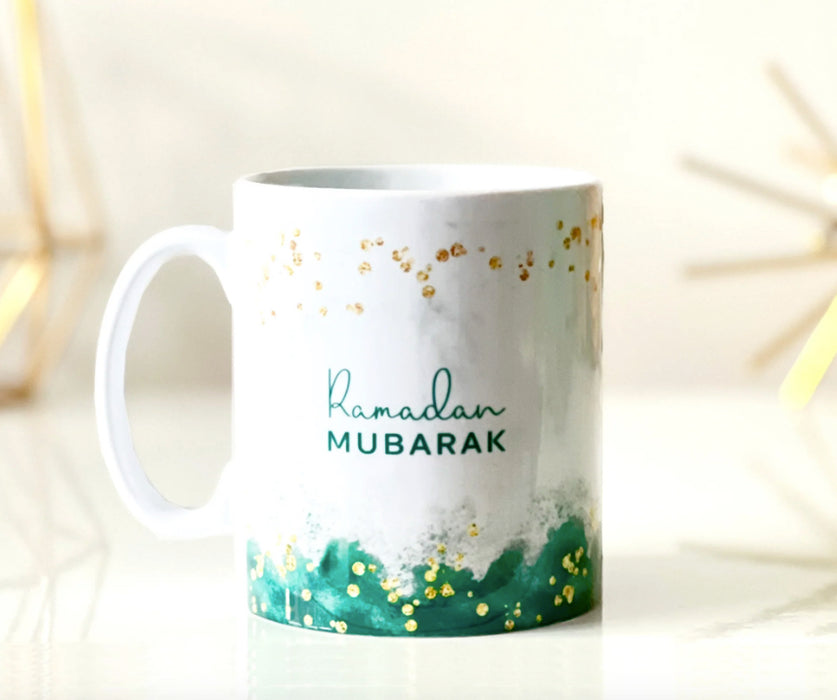 Mug RM23 - Ramadan Mubarak (Green with Gold Speckles)