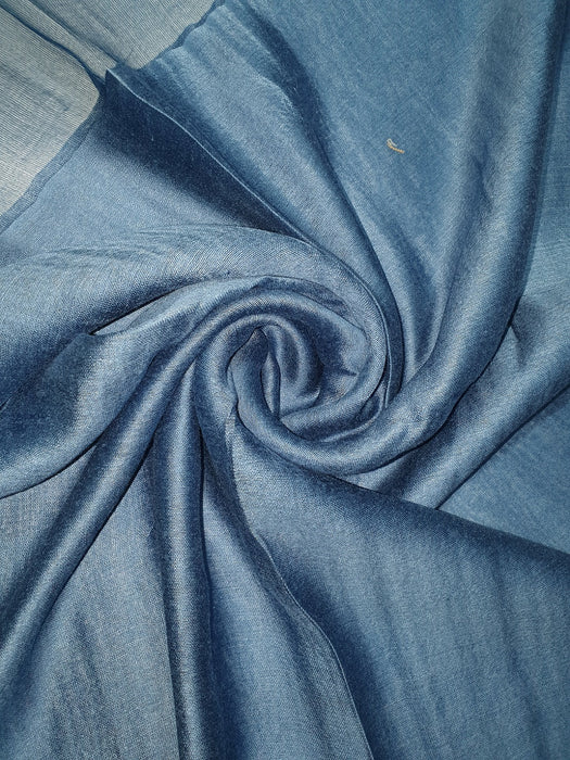 Silk Tassle scarf Teal Blue - Blue Border
