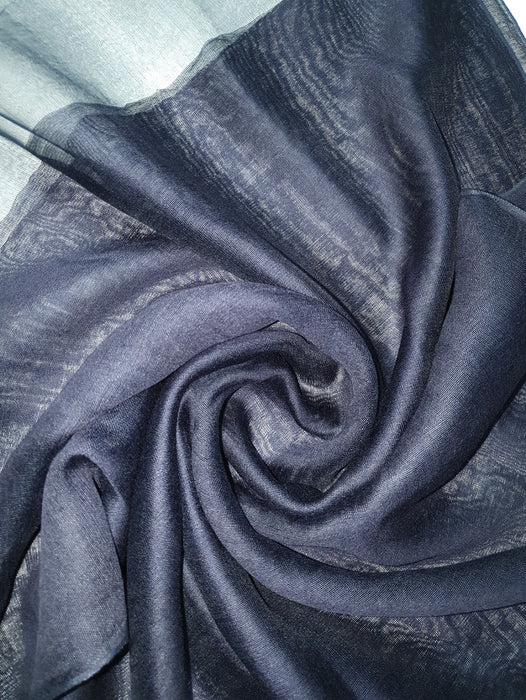 Silk Tassle scarf Navy (Navy Border)